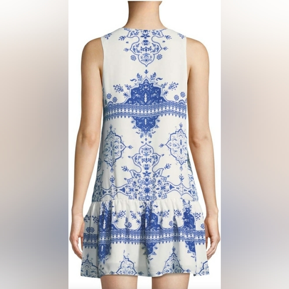 Lovers + Friends Blue & White Temple Mini Dress, Size L - Picture 3 of 16